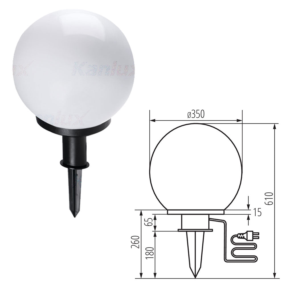 Kanlux IDAVA IP44 Outdoor Garden Ground Spike Round Light Fitting E27 Base Lamp Mains 240V