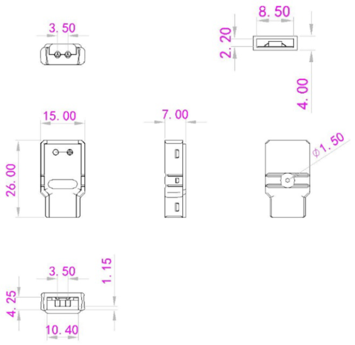 Knightsbridge 12V / 24V IP65 LED Flex Wire to Strip Connector - Single Colour