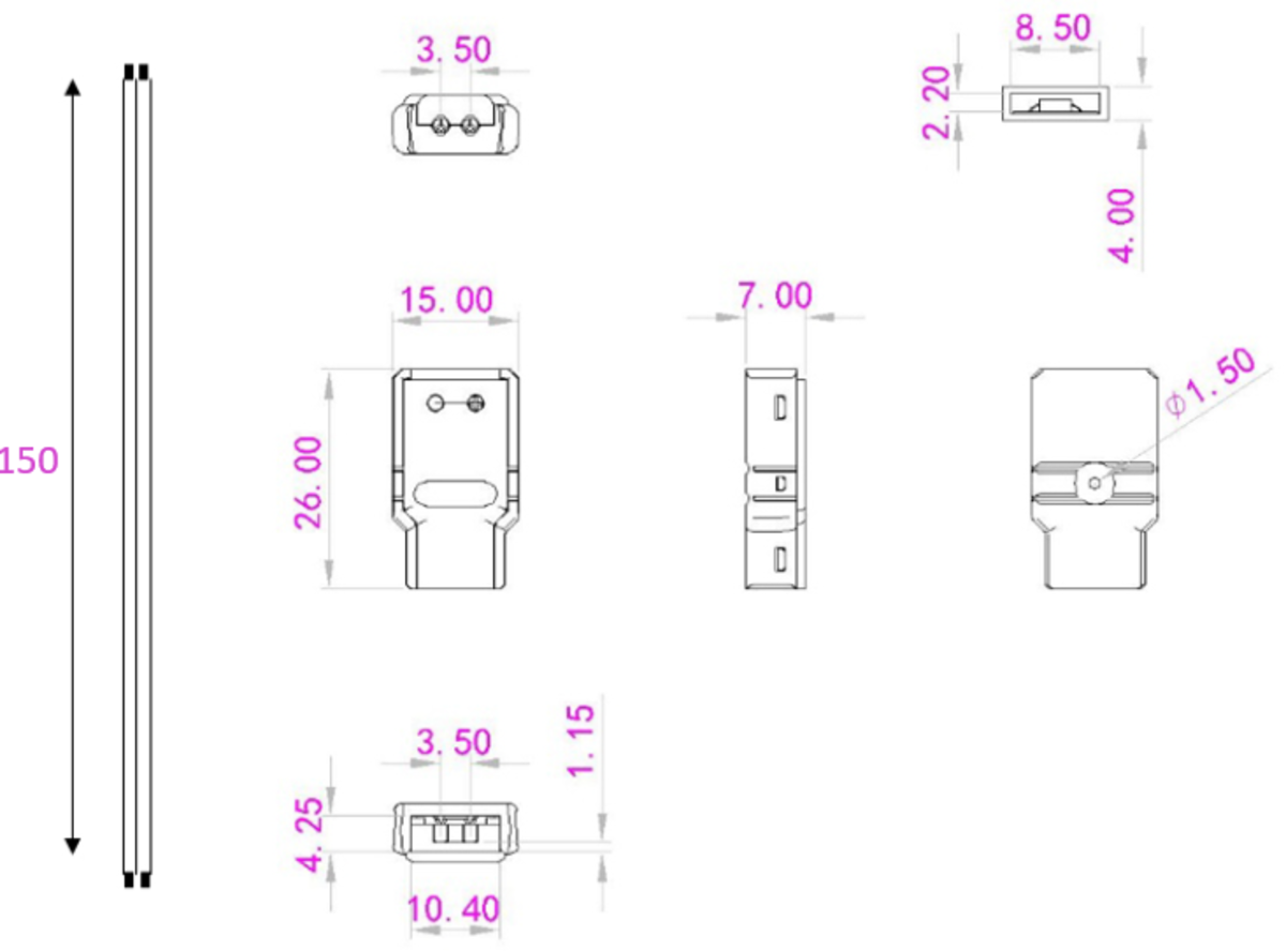 Knightsbridge 12V / 24V IP65 LED Flex Strip to Strip 150mm Connector - Single Colour