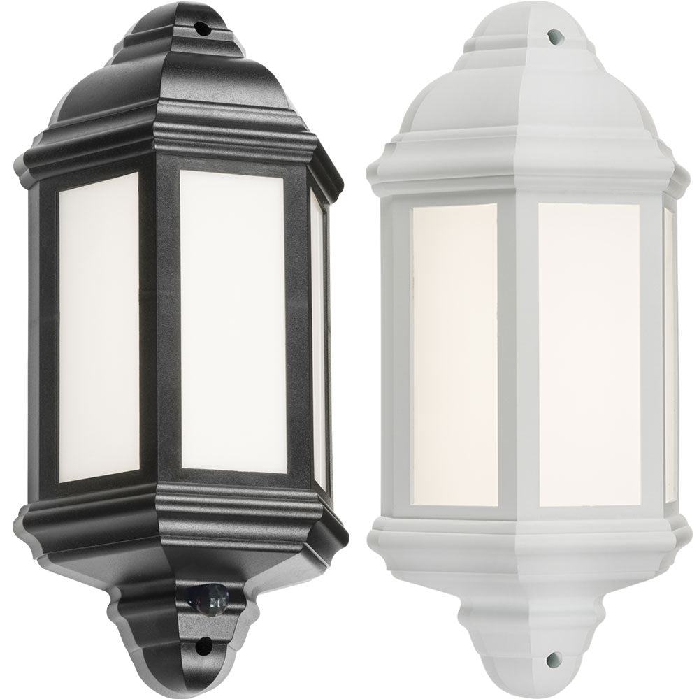 Knightsbridge IP54 8W LED Wall Half Lantern Outside Light Security Garden Porch Traditional