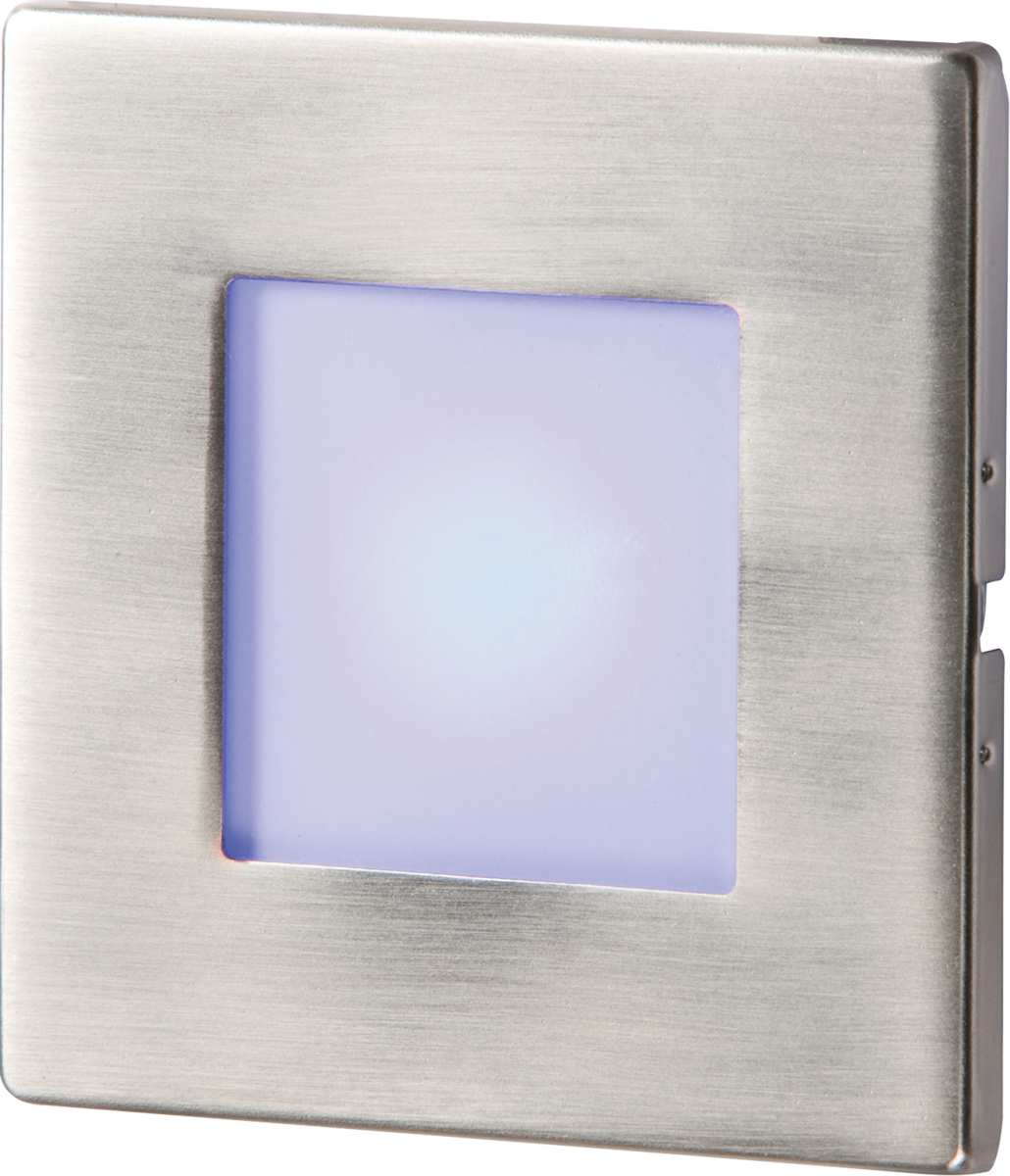 Knightsbridge Stainless Steel Recessed LED Wall Light Single Blue