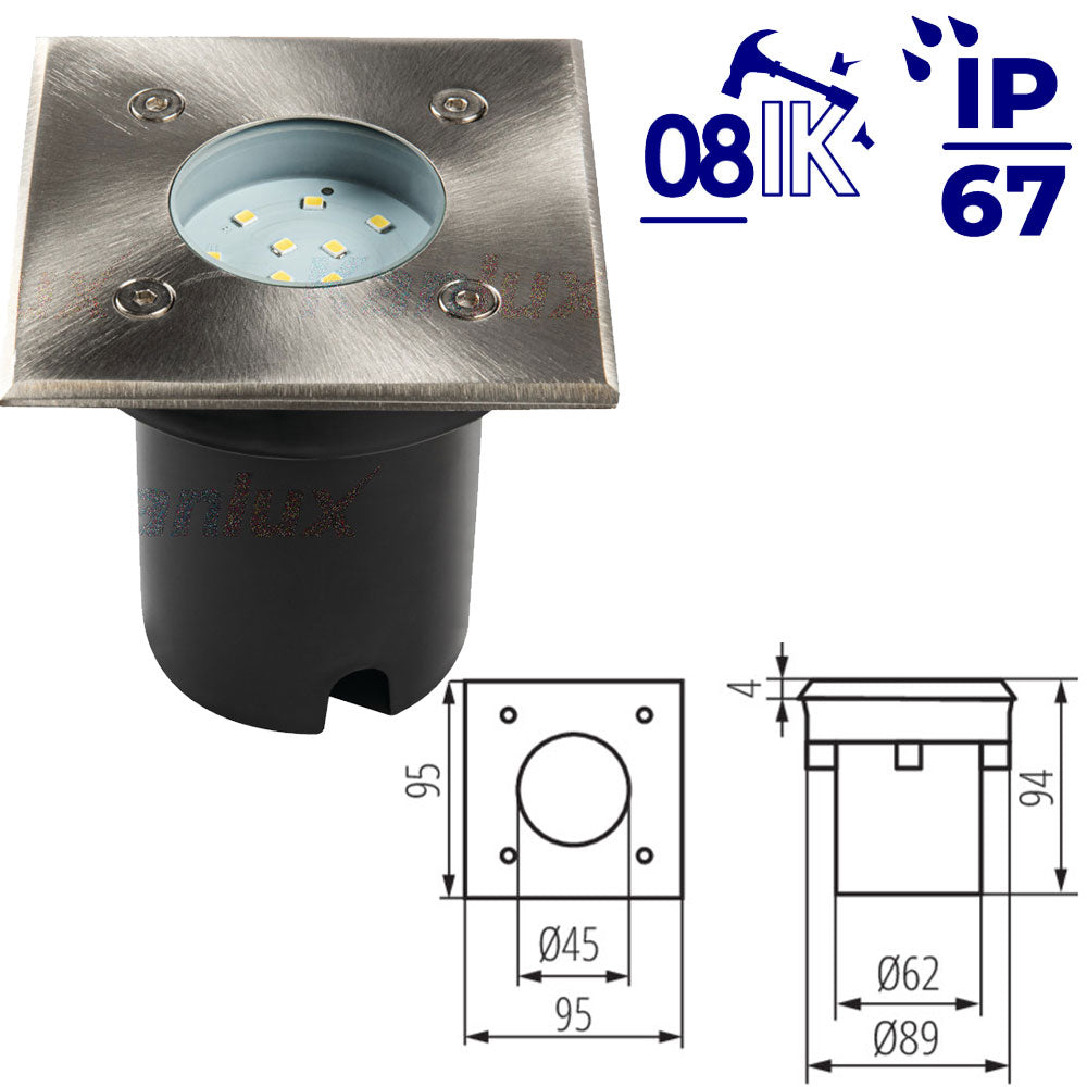 Kanlux GORDO LED 1W IP67 Outdoor Ground Drive Path Walk Over Lamp Light Fixture