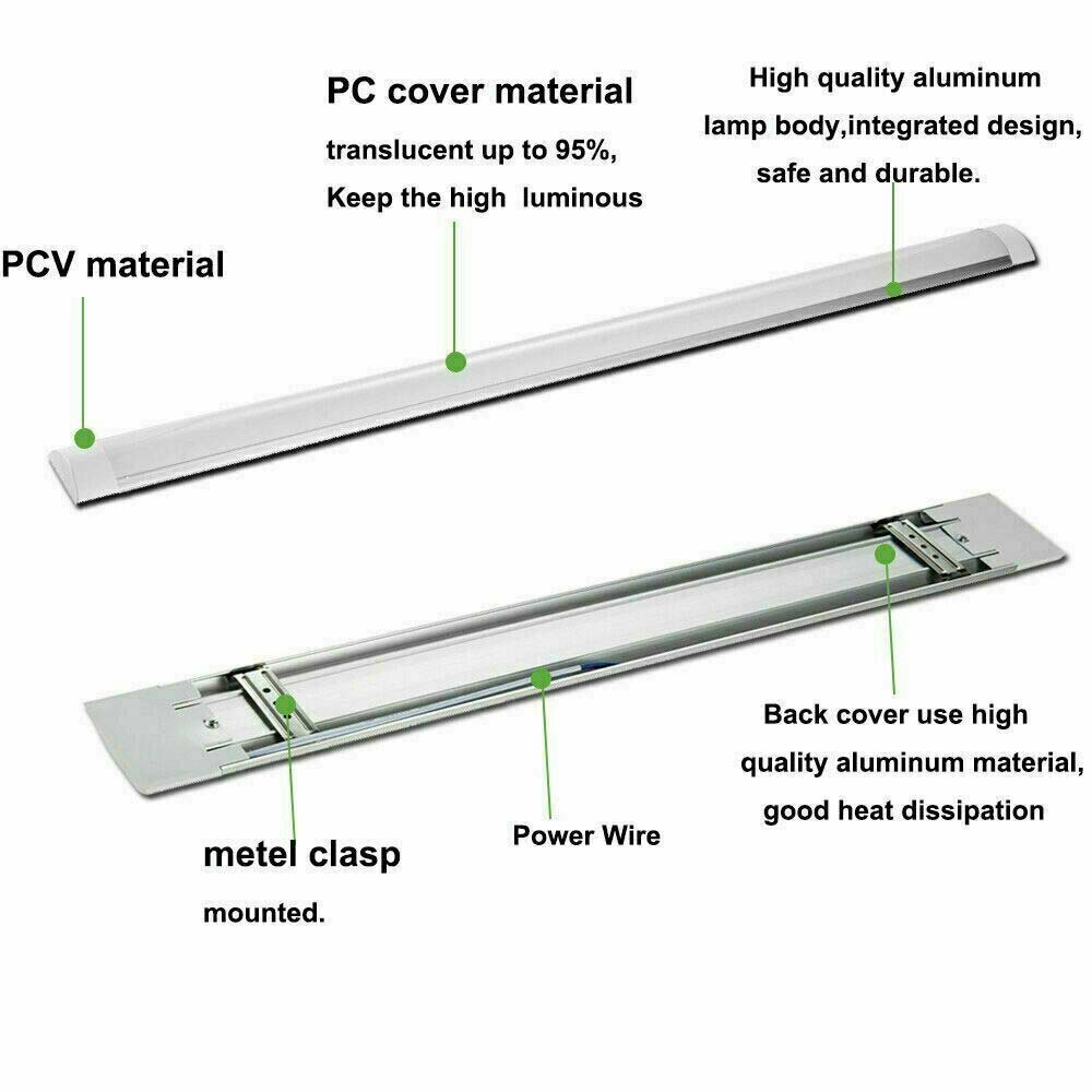 5ft 6ft LED Batten Light Slimline Wide Tube Fitting Garage Workshop Warehouse Lighting