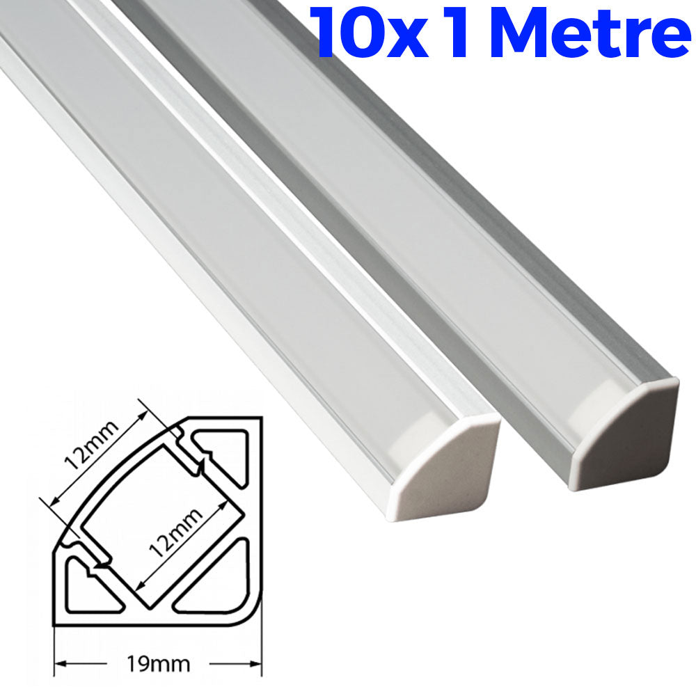 Emco 10x 1M Surface Recessed Corner Stair Table LED Strip Trunking Profile