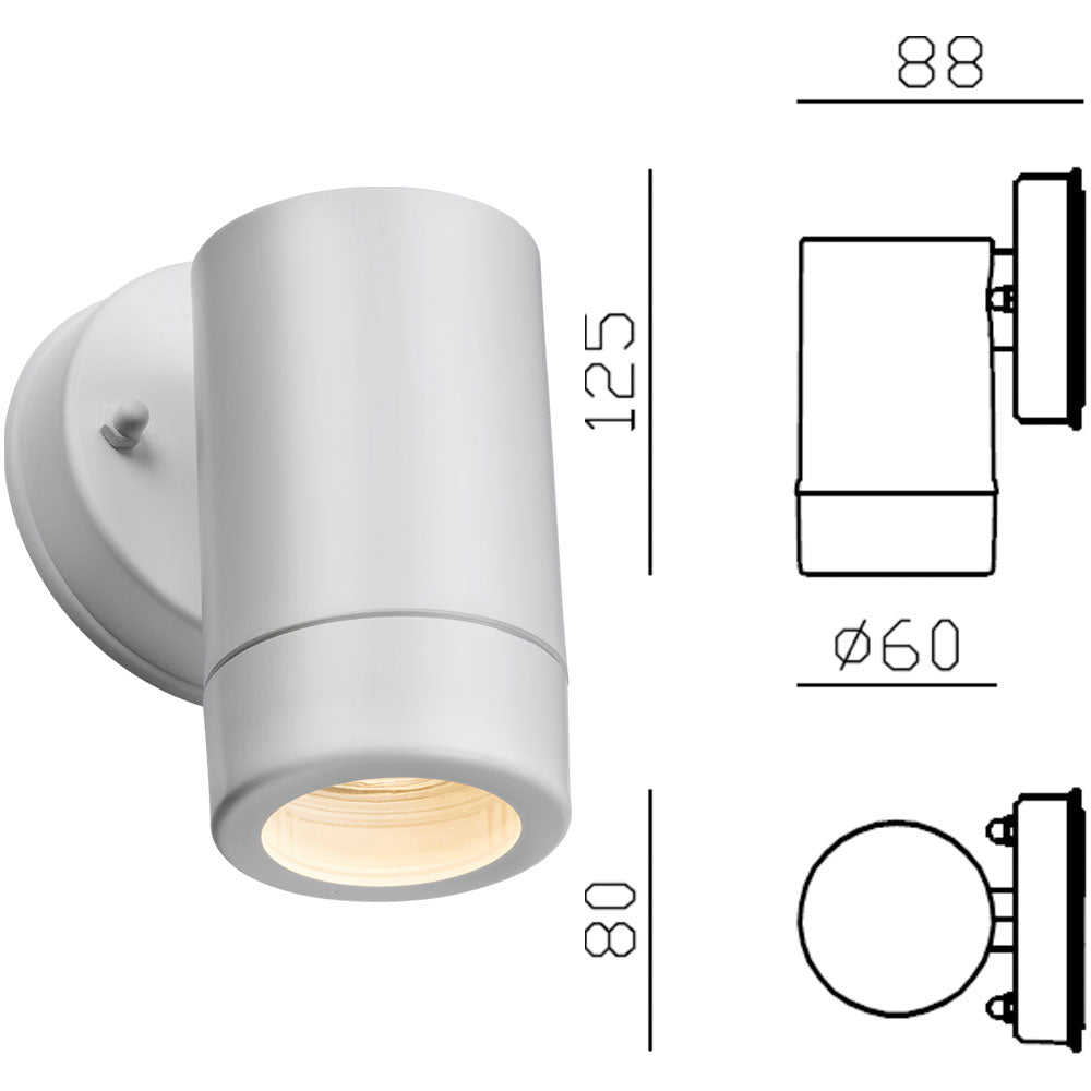 Knightsbridge EAMON 230V IP54 GU10 Polycarbonate Single Down Wall Light