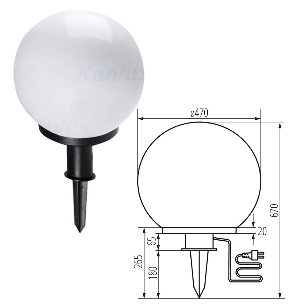 Kanlux IDAVA IP44 Outdoor Garden Ground Spike Round Light Fitting E27 Base Lamp Mains 240V