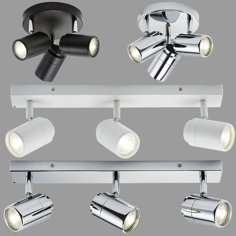 Knightsbridge 230V IP44 GU10 Triple Ceiling Spotlight Fitting Adjustable