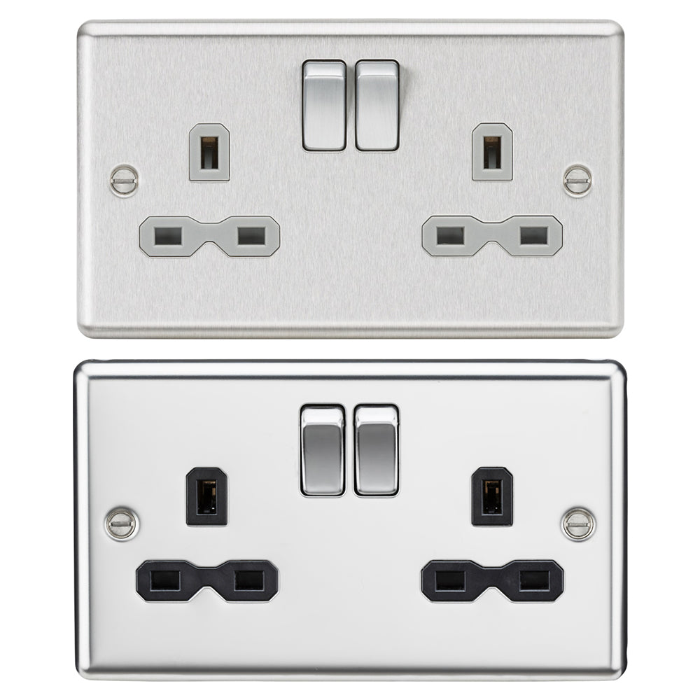 Knightsbridge 13A 2G DP Switched Socket Rounded Edge