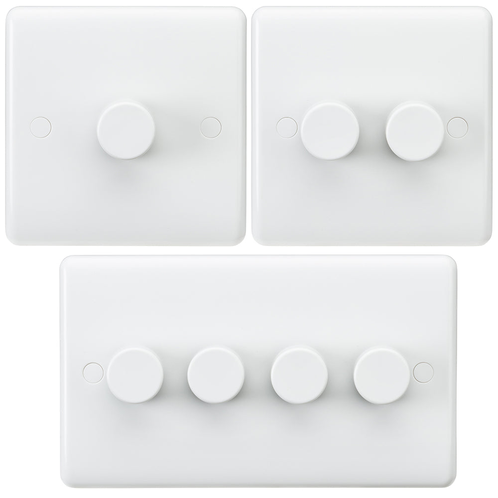 Knightsbridge Curved Edge 3-100W LED Dimmer Switch Push On Off