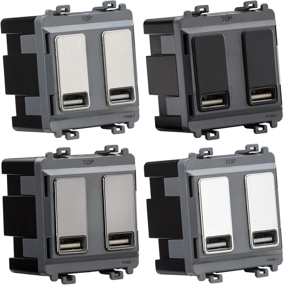 Knightsbridge Dual USB Charger Module (2 x Grid Positions) 5V 2.4A (Sh