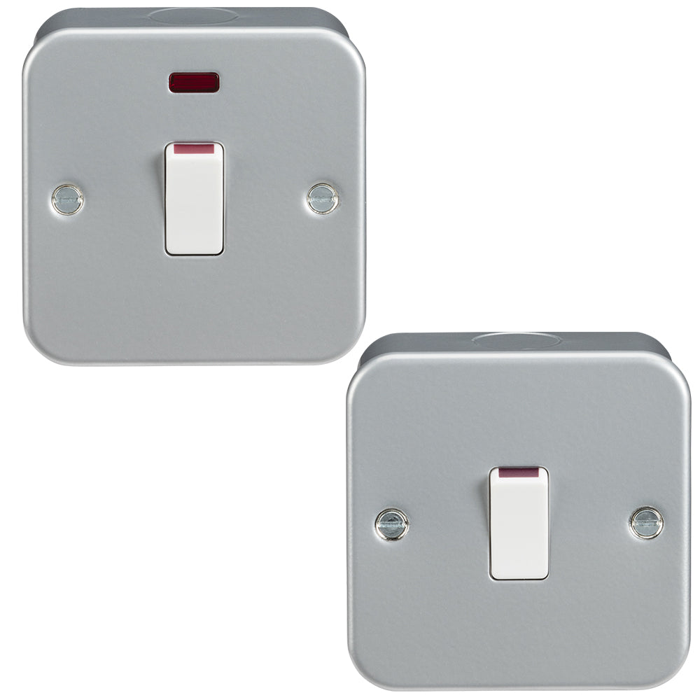 Knightsbridge Metal Clad 20A 1G DP Double Pole Switch