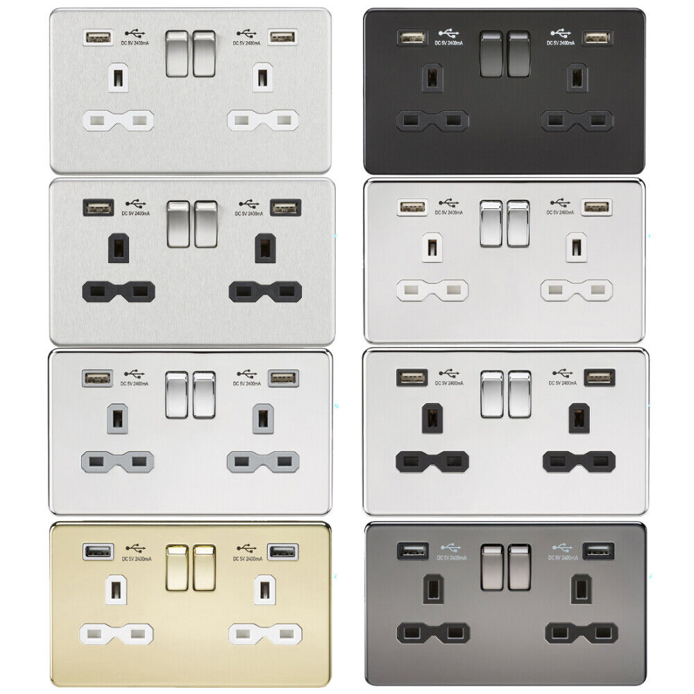 Knightsbridge 13A 2G switched socket with Dual USB charger A + A 2.4A