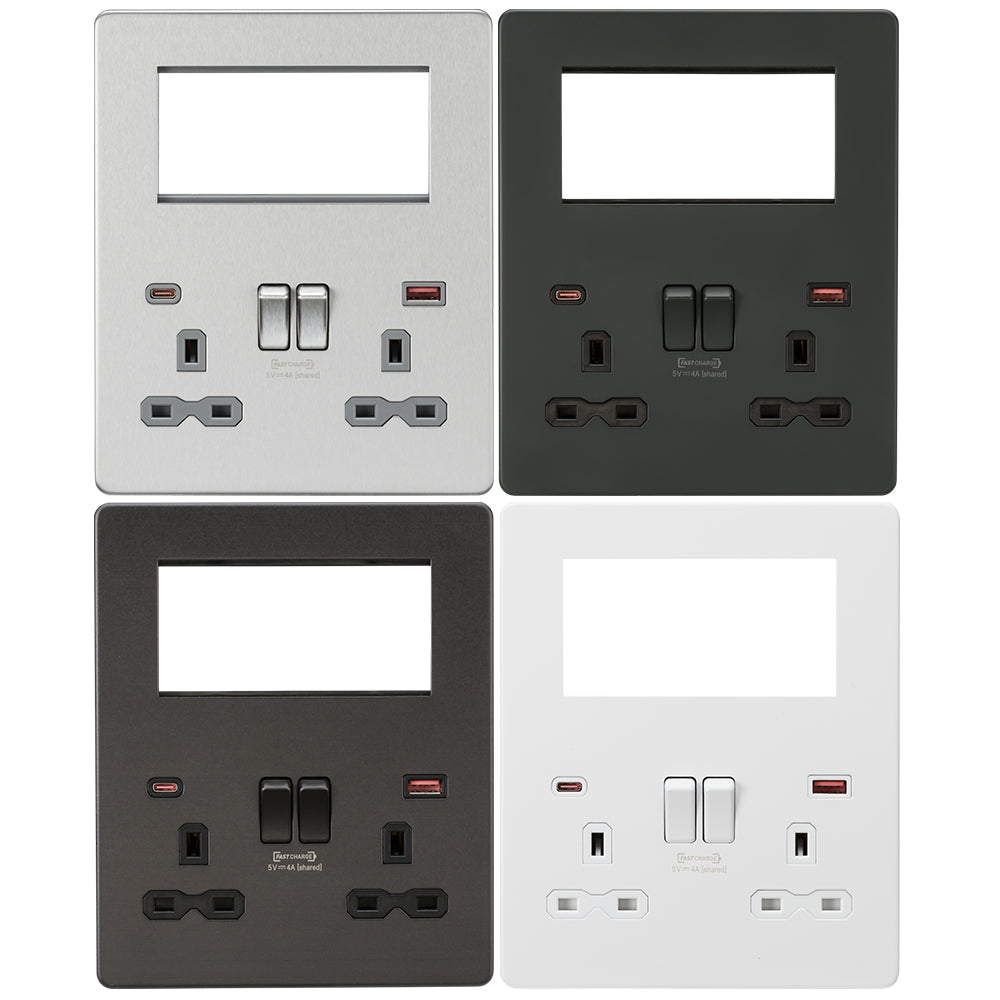 Knightsbridge Screwless Small Multimedia Combination  Plate with FASTCHARGE