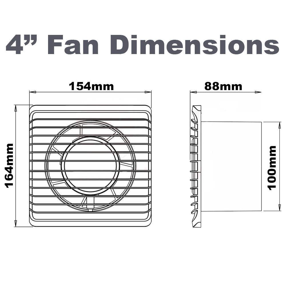 CED 100mm 4" Inch Bathroom Kitchen Wall Extractor Exhaust Fan Pull Cord Timer Switch