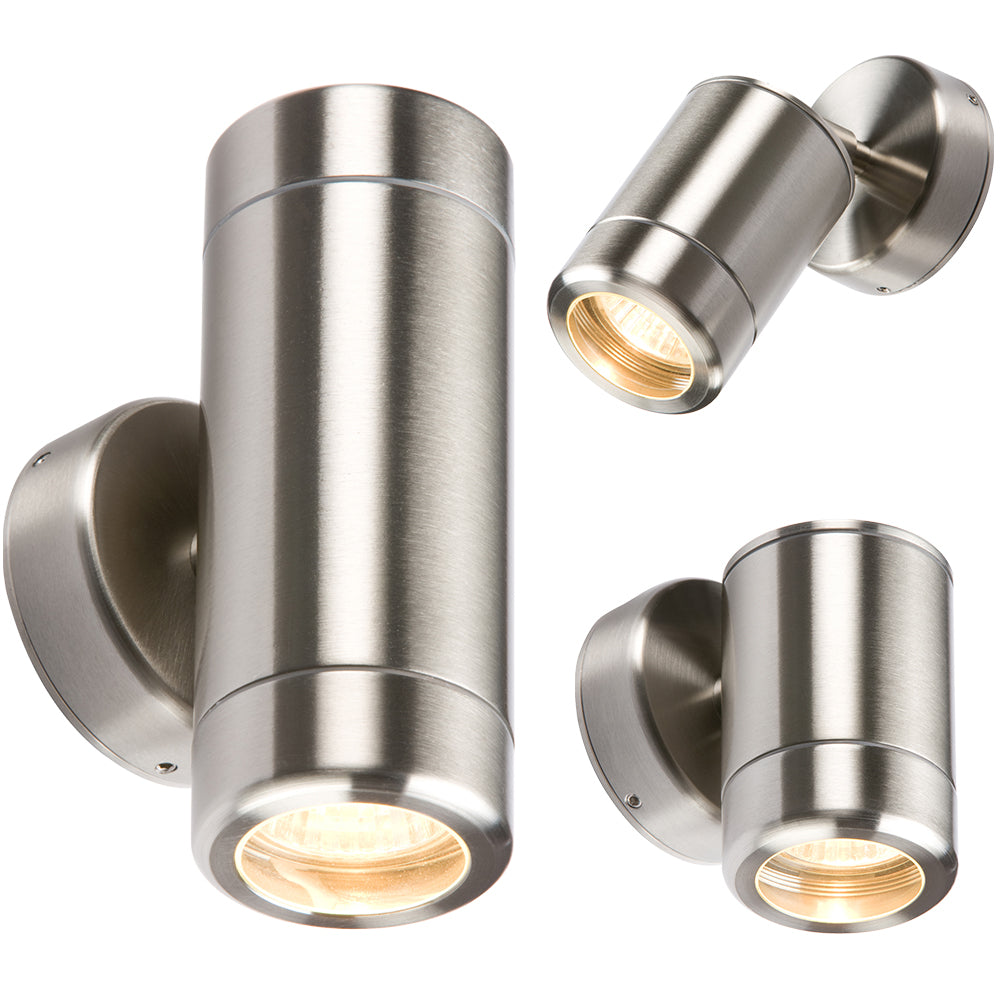 Knightsbridge 230V IP65 Stainless Steel GU10 Heavy Metal Outdoor Wall Light