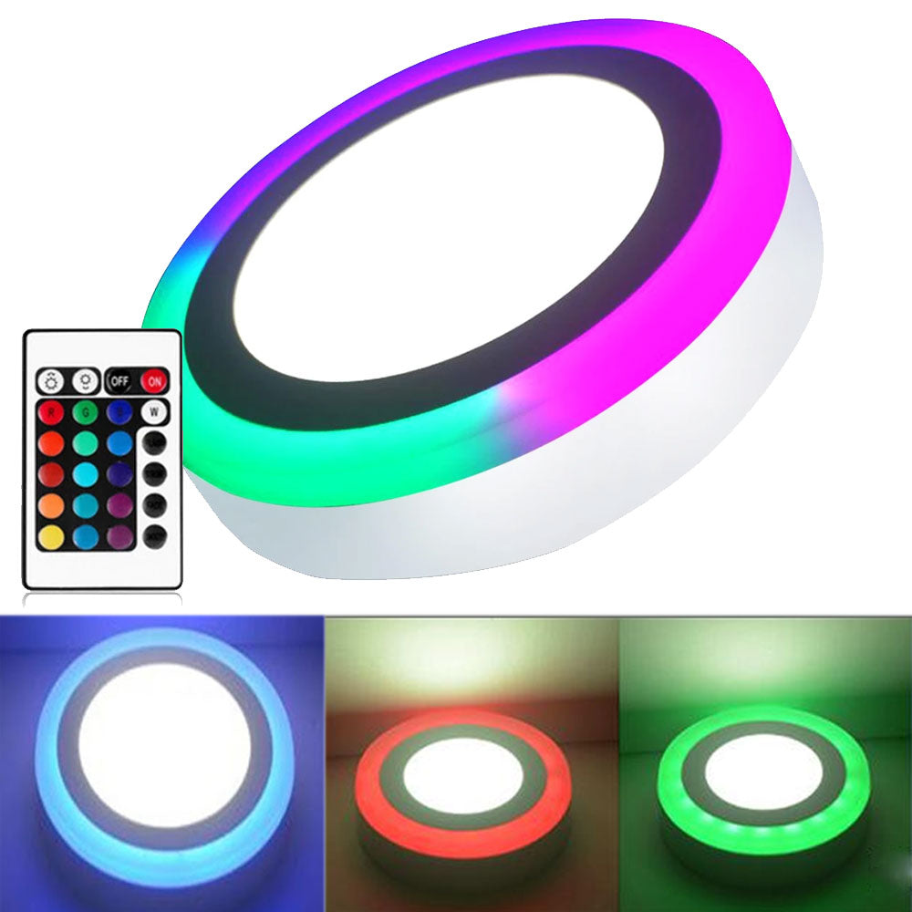 18W + 6W Multi Colour LED Panel Surface Ceiling Cool White RGB Edge Halo Light